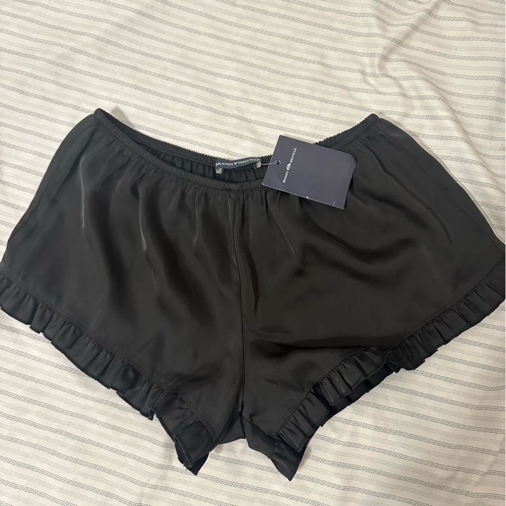 John Galt Black Ruffle Shorts